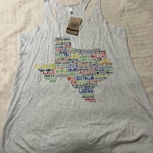 Gray Tank Top with Colorful Texas Map Design